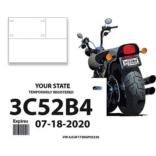 Motorcycle Blank Tear Resistant Temp Tag Personalized Products Sid