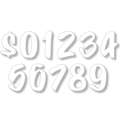 6 Designer Cut Peel & Stick Numbers White