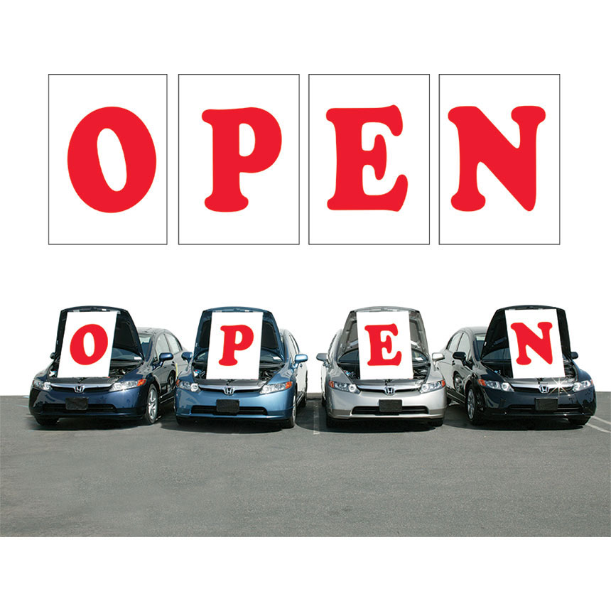 thumbnail image 2 of ASP Under The Hood Sign – 3D Car Lot Dealership Kit, Red & White, 29 X 41, Corrugated Plastic, Weatherproof 2 of 5
