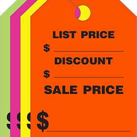 Fluorescent Mirror Tags - List Price, Discount, Sale Price (50)