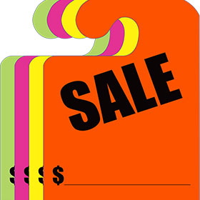 Fluorescent Wide Hook Mirror Tags - Sale (50)