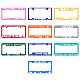 Raised White Letter Colored License Plate Frame