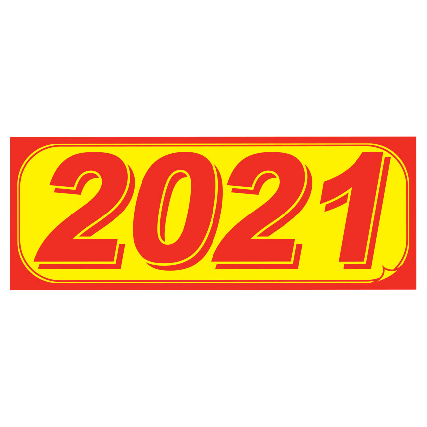 Bright Car Model Year Stickers - Red & Yellow - Year 2021