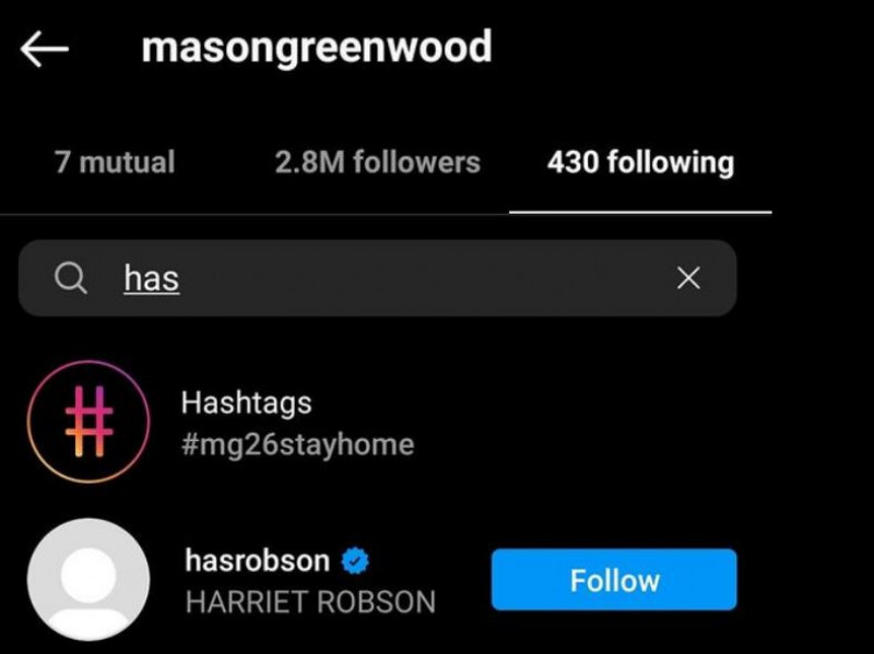 ماسون جرينوود يتابع صديقته على إنستجرام مجددا