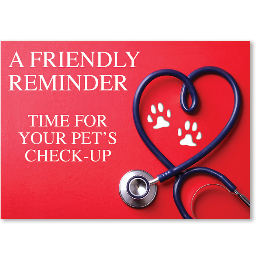 Standard Veterinary Reminder Postcards Heart Check Veterinary Supplies