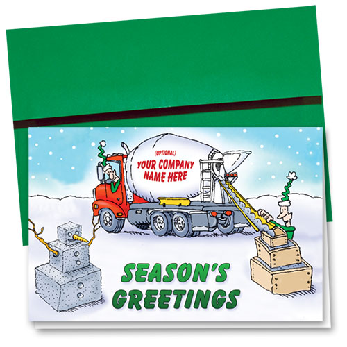 Construction Christmas Cards Concrete Snowman
