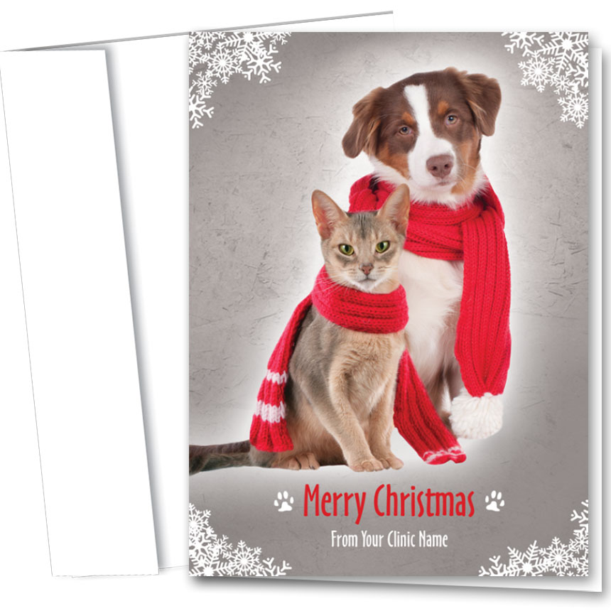 Veterinary Holiday Cards Christmas Scarves, Folded Cards Sole Source
