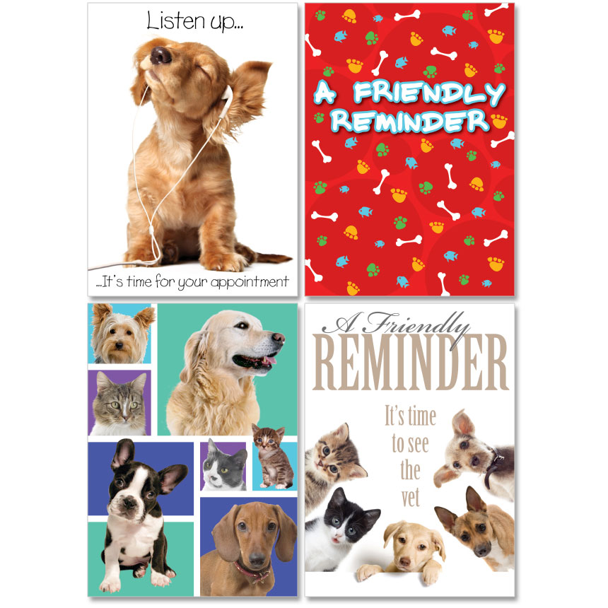 Personalized Veterinary Reminder Postcards Assortment PC Pkg 07
