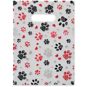 Scatter Print Plastic Clinic Supply Bags - 9" x 12" - Red and Black