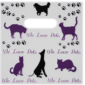 Scatter Print Plastic Clinic Supply Bags - 9" x 9" - We Love Pets