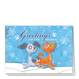 Veterinary Holiday Cards - VCA Snowy Paw Prints