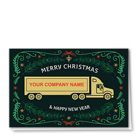 Trucking Christmas Cards - Red Bow Truck