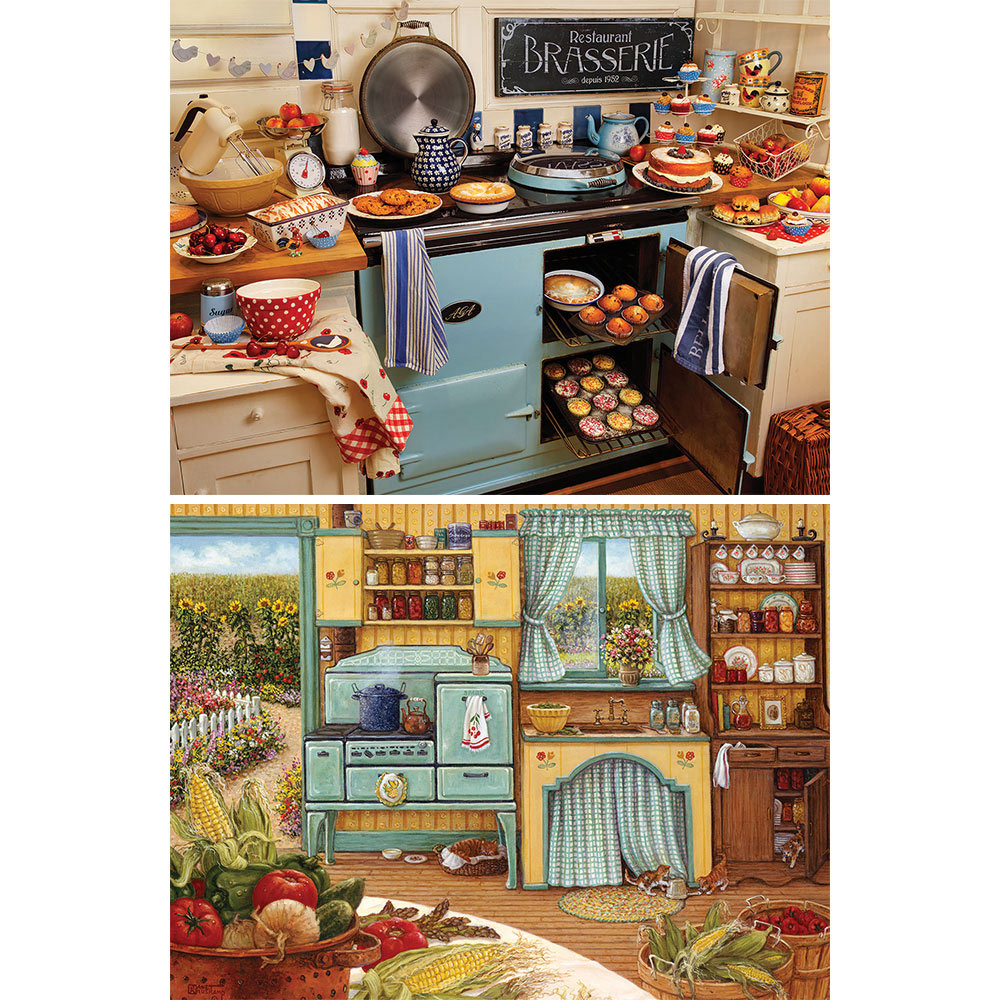Set of 2 Cozy Kitchen 1000 Piece Jigsaw Puzzles Spilsbury