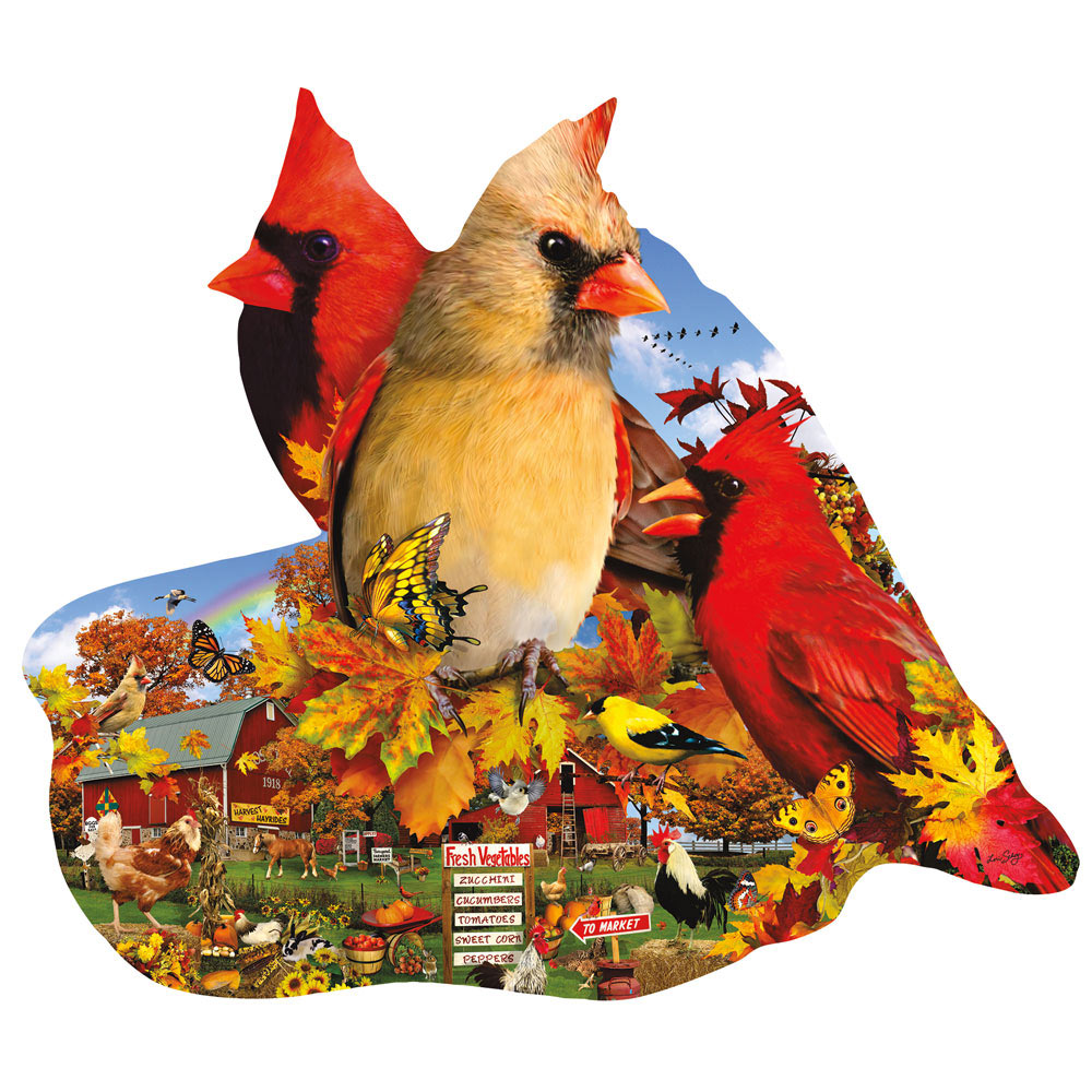 Fall Cardinals 800 Piece Shaped Jigsaw Puzzle Spilsbury