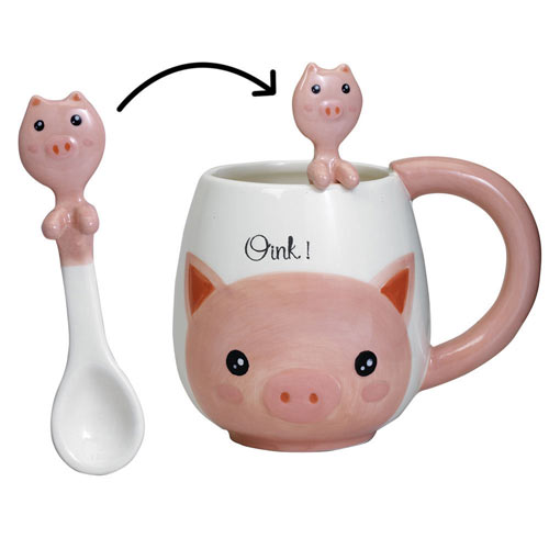 Pig Mug & Spoon Set Spilsbury