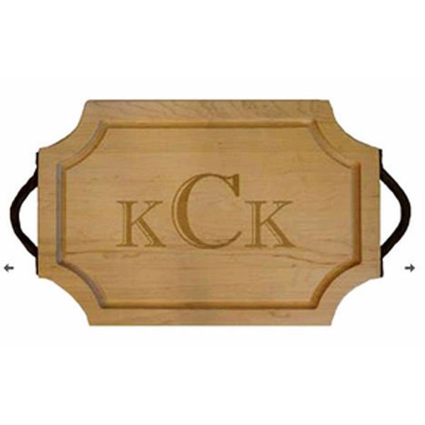 Personalized Maple Cutting Board - 18" x 12"  Scalloped W/ Handles