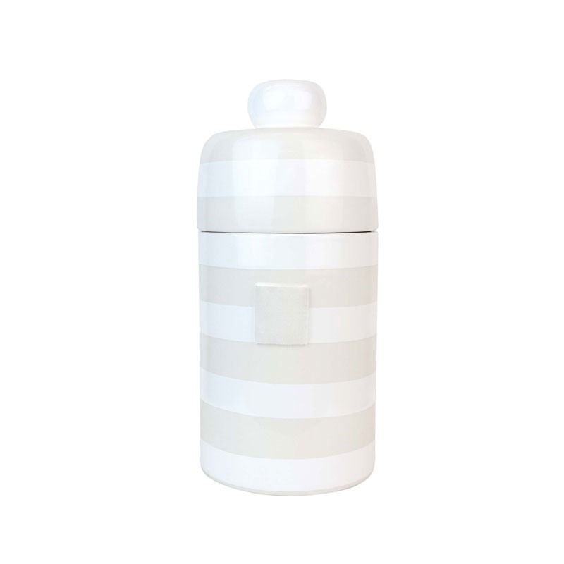 Happy Everything White Stripe Mini Canister