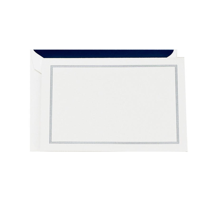 Crane & Co. Navy Triple Hairline on White Folded Notes