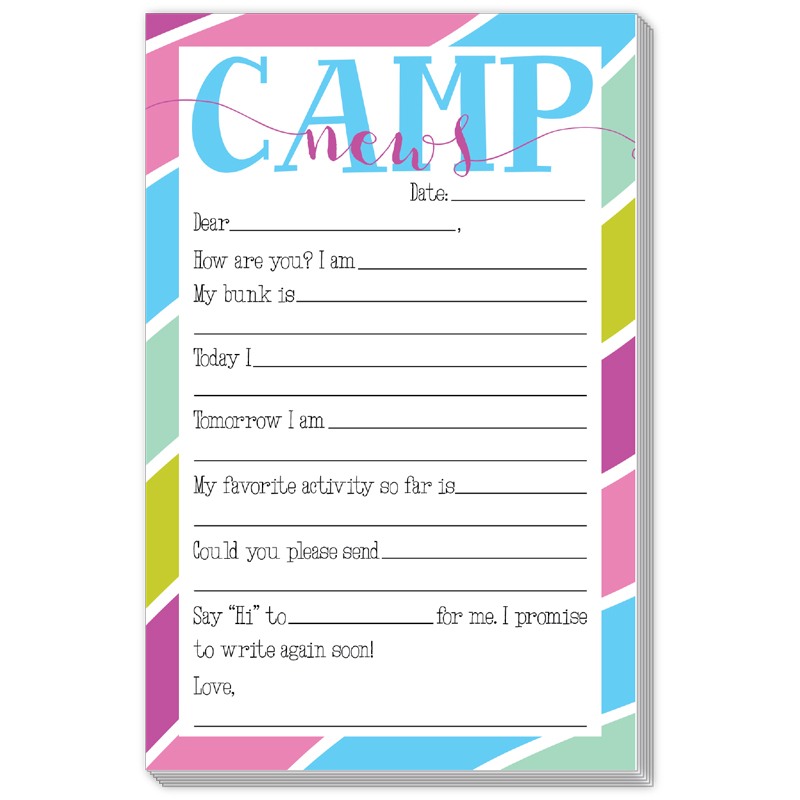 Pink Diagonal Stripe Fill-In Camp Notepad