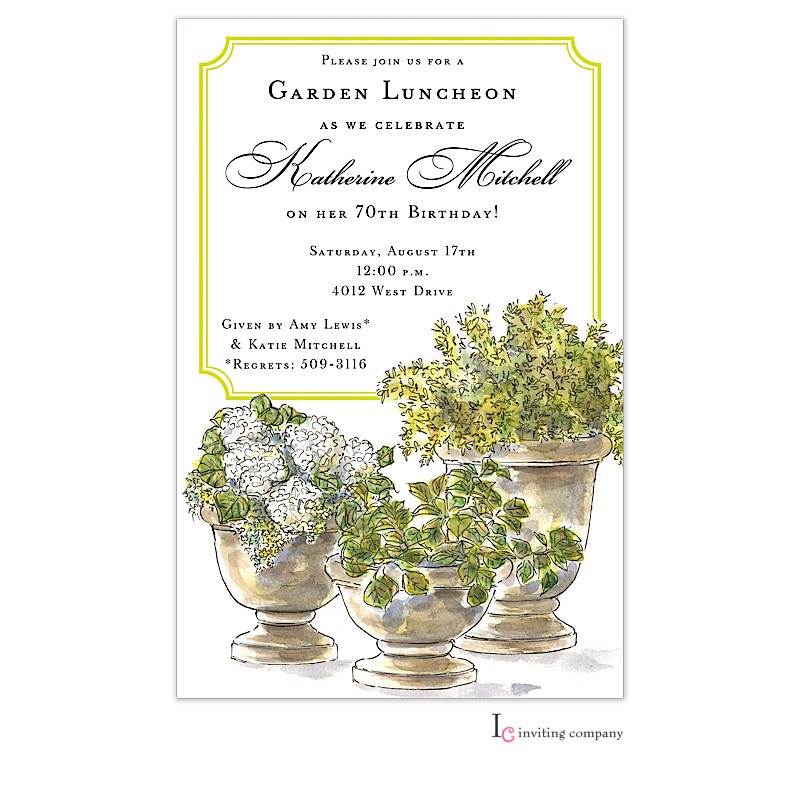 Potted Plants White Invitation