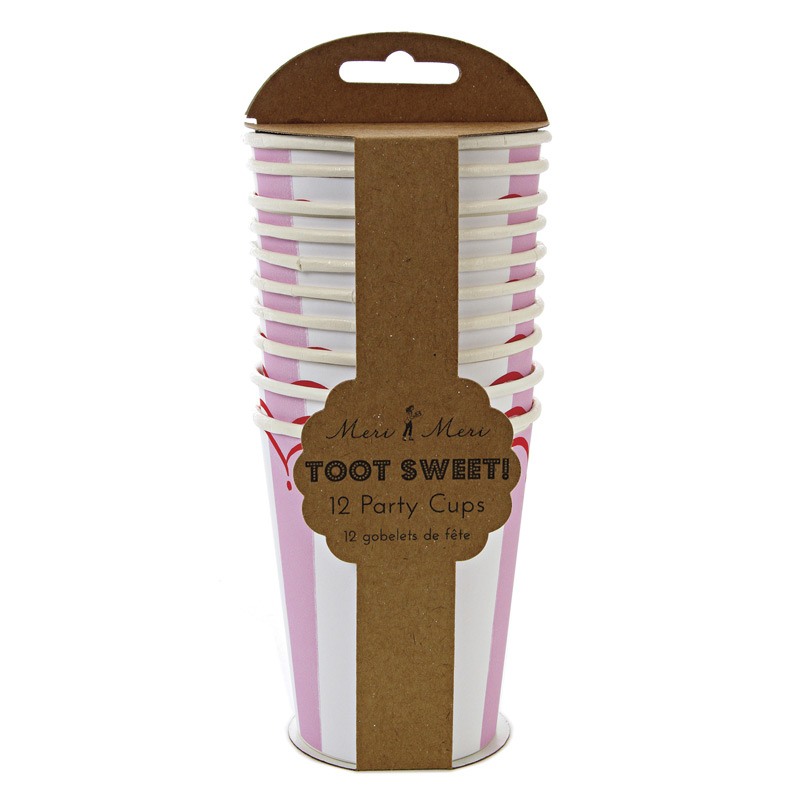 Toot Sweet Pink Stripe Party Cups