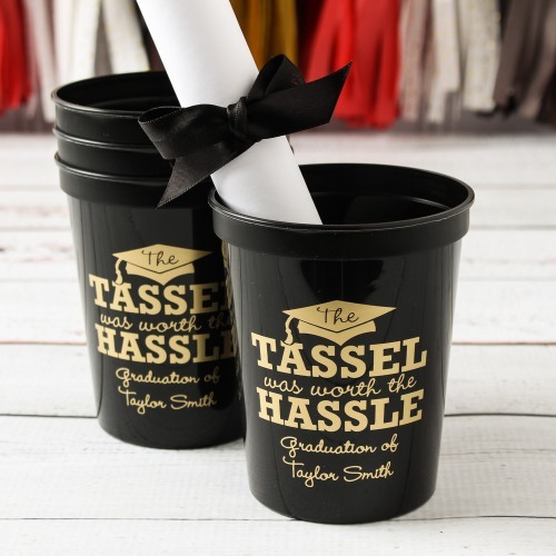 Personalized Tassel Worth the Hassle Stadium Cups