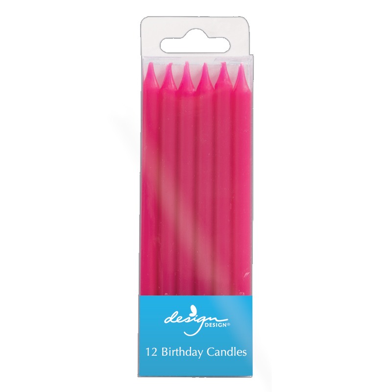 Hot Pink Tall Stick Birthday Candles