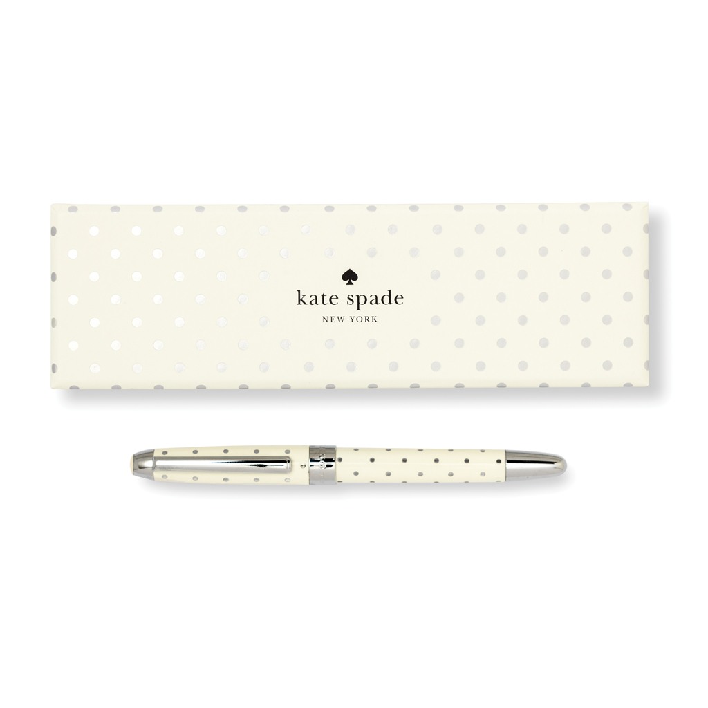 kate spade new york write home silver dots ball point pen