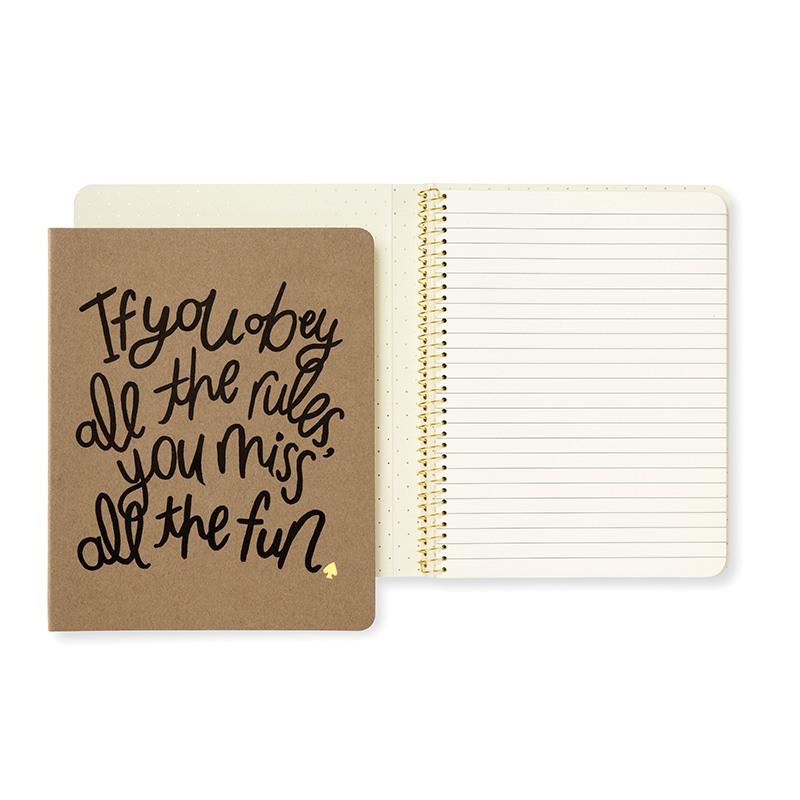 kate spade new york obey all the rules quote concealed spiral notebook