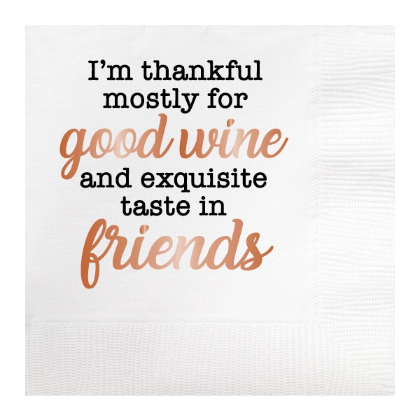 Rose Gold Good Wine And Friends Beverage Napkins