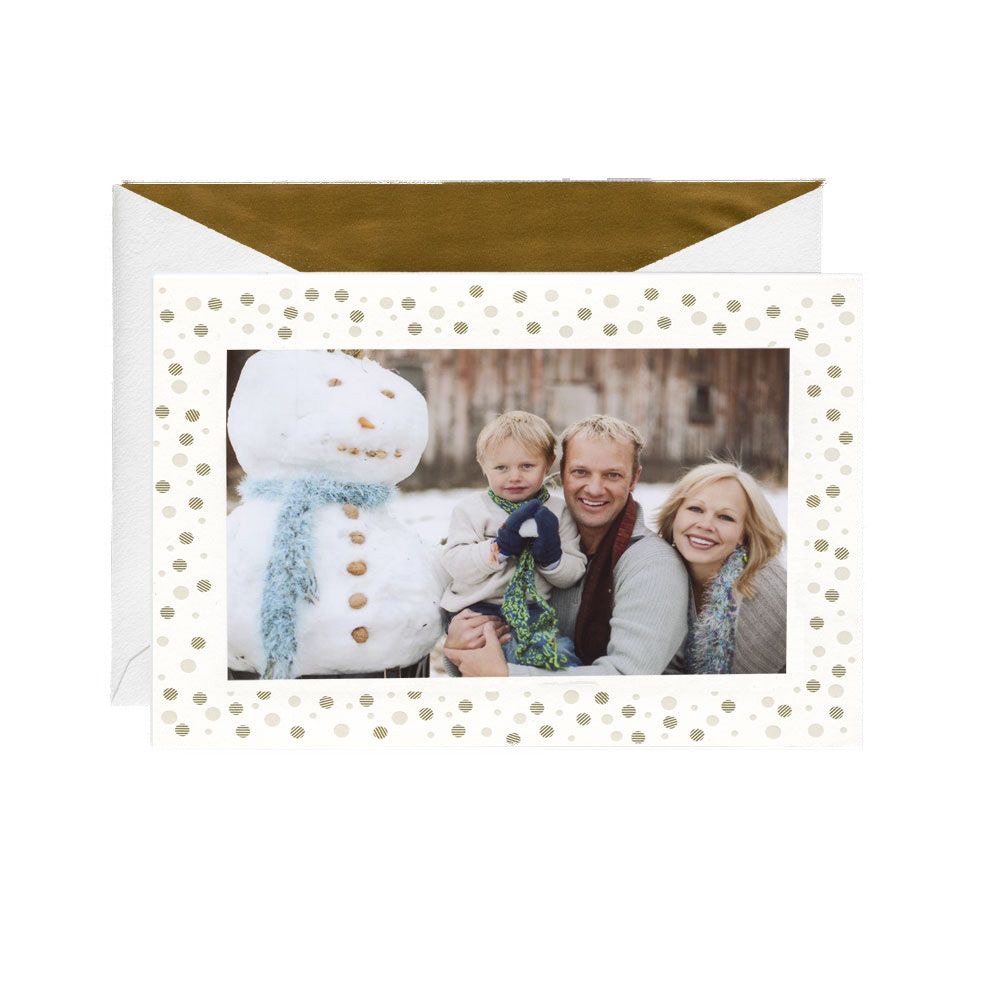 William Arthur Gold & Pearl Confetti Photo Mount Holiday Cards