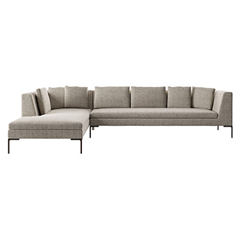 Charles Left Sectional Sofa - Sirte Pearl Grey - Quickship
