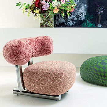 Pipe Lounge Chair - Chromed - Zero Coral & Argo Pink - Quickship