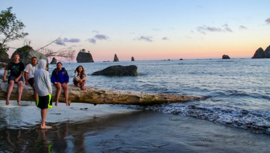 Admiring beach sunset on the Northwest Canada quest