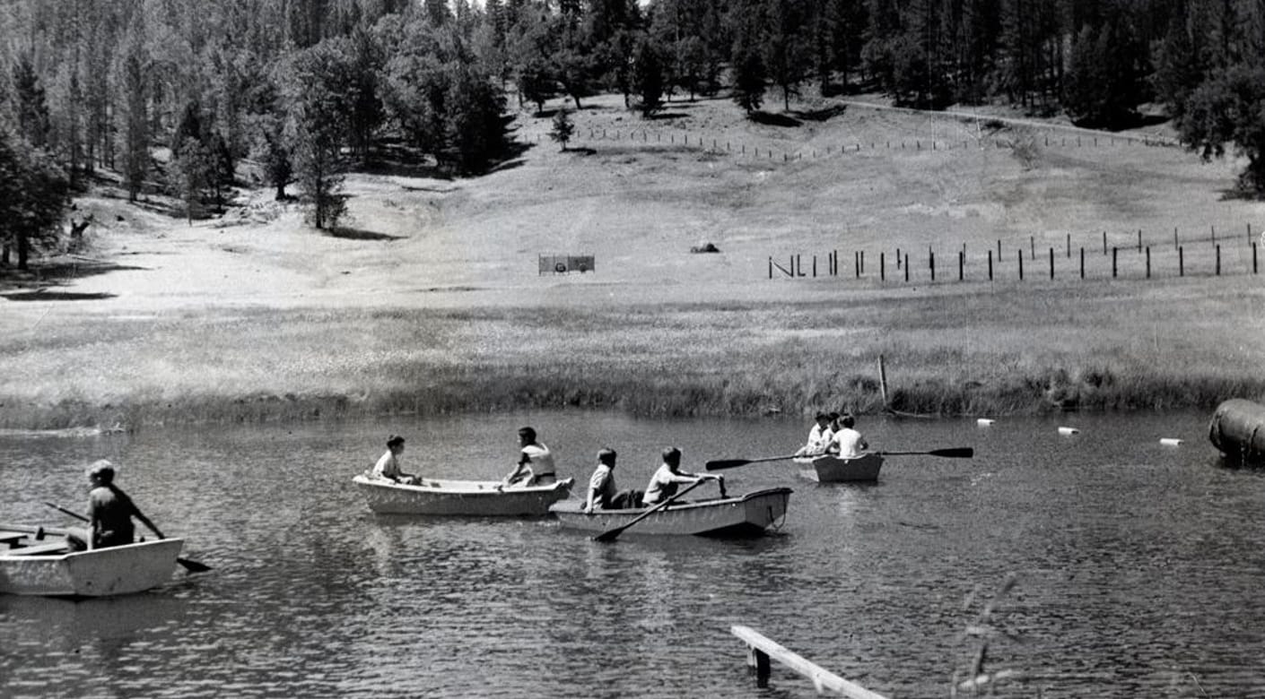 70s photo of campers kayaking