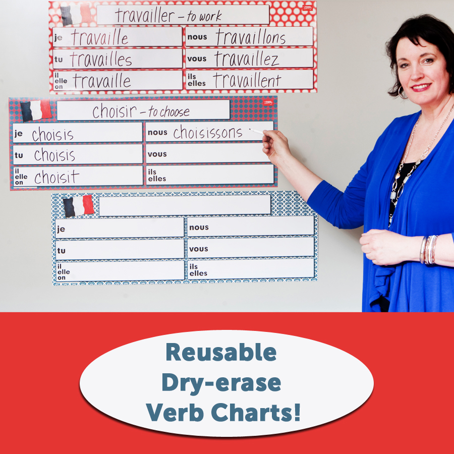DryErase French Verb Charts Set of 3, Posters Teacher's Discovery