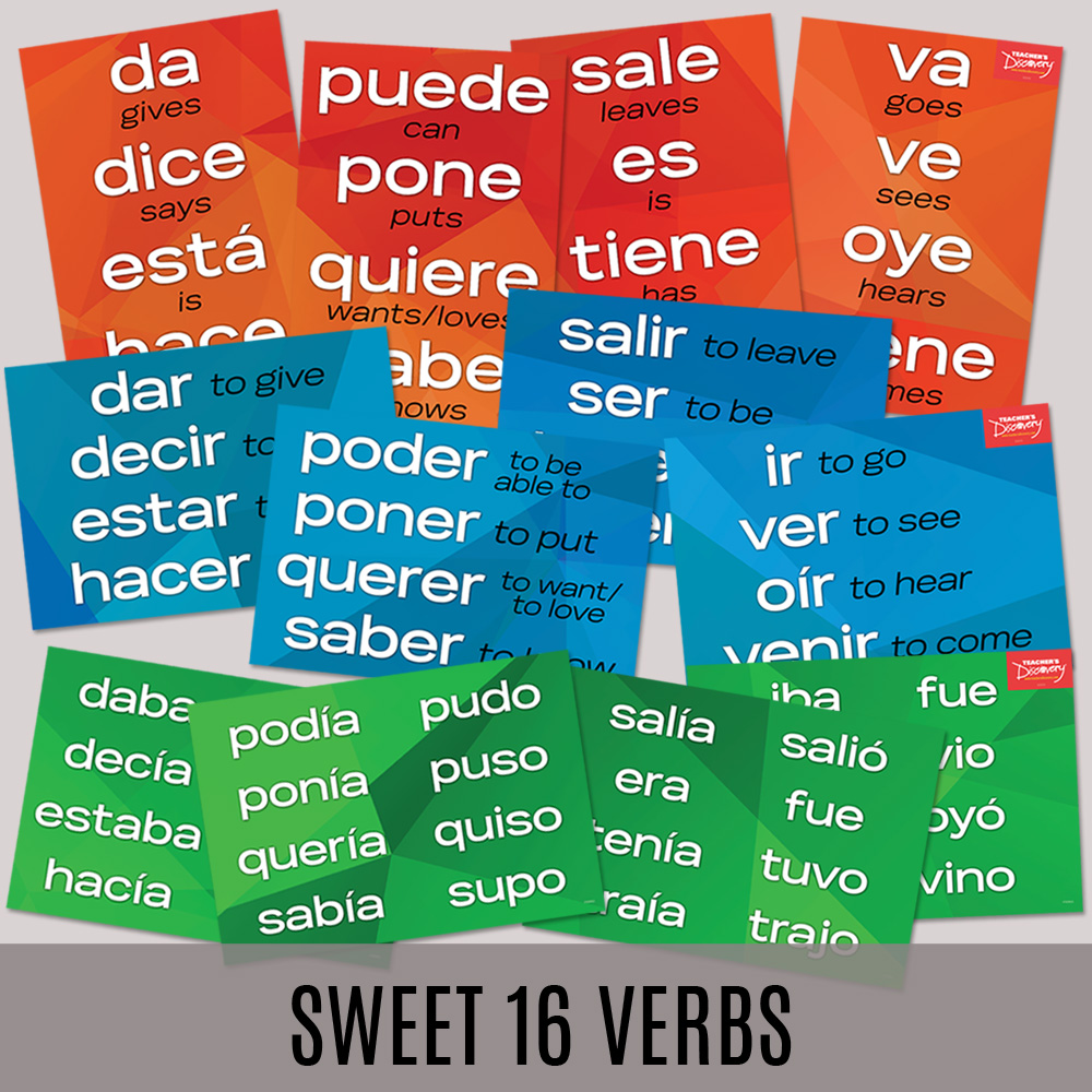 Sweet 16 Spanish Verbs Posters—Set of 12, Spanish Teacher's Discovery