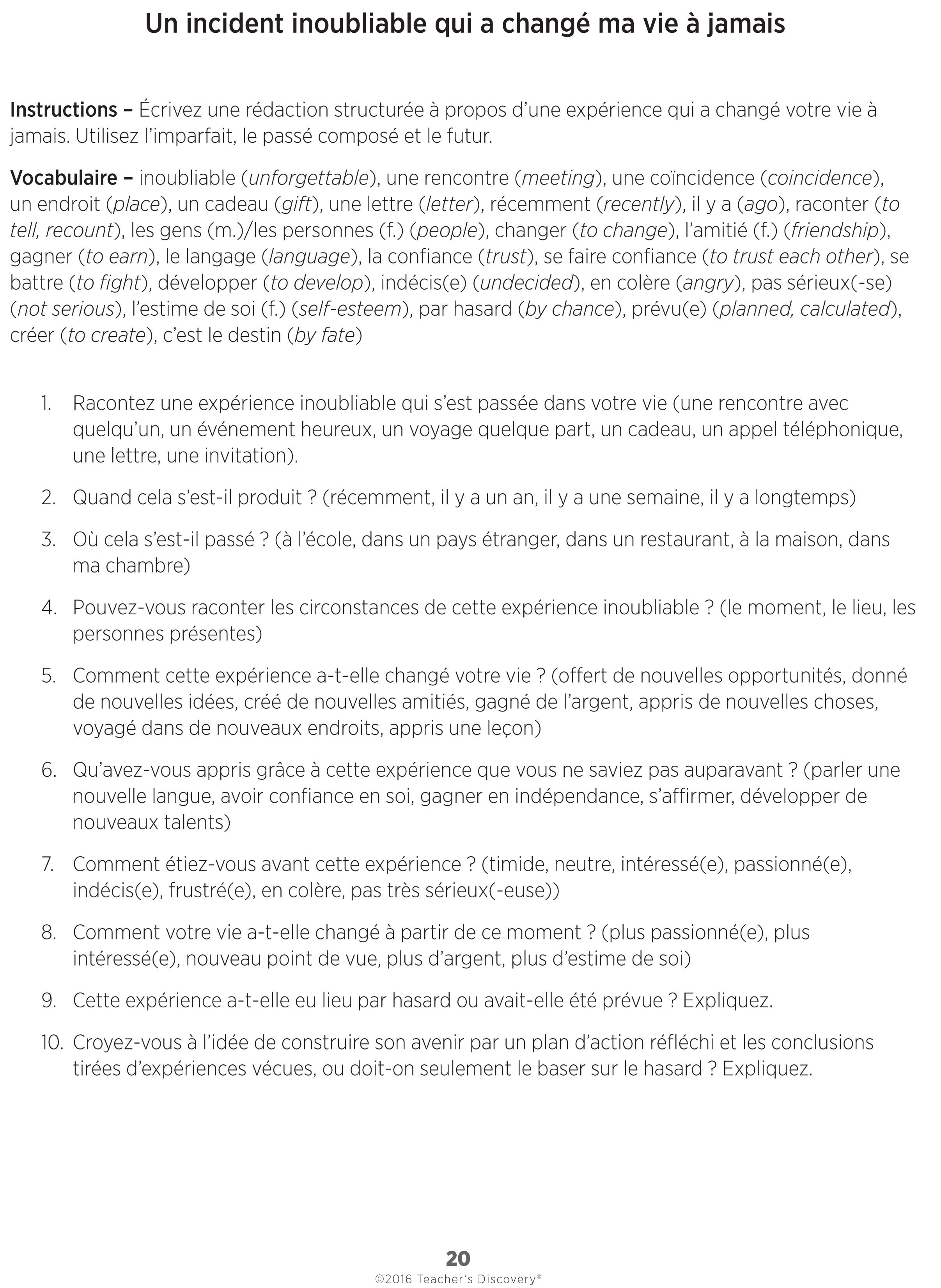 Basic french words picture