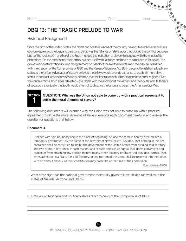 DocumentBased Question Activities From European Migration Through the Civil War Book, Social
