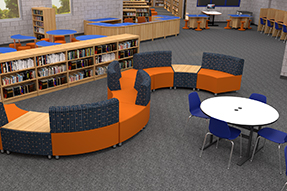 Zoned Modern Elementary School Library