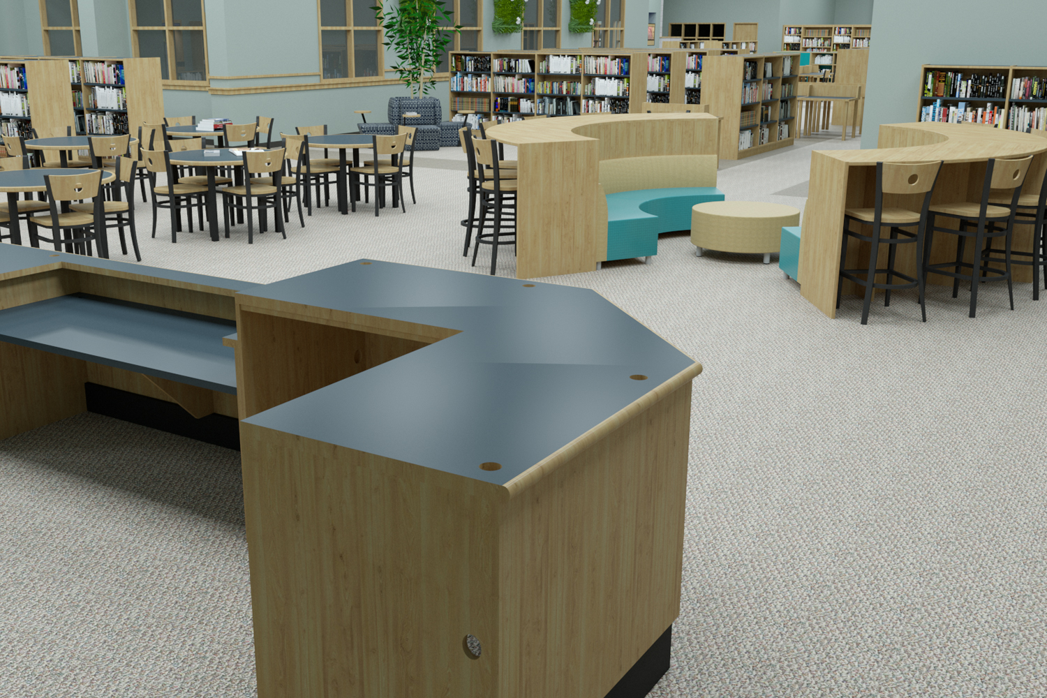 School Library Designs High School Library with Ample Study Areas