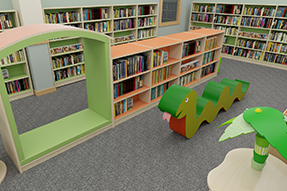 Colorful Library with fun Kids Section