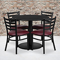 Round Table - 4 Ladder Back Chairs - 30 in.H x 36 in. Diameter