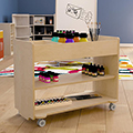 Bright Beginnings Mobile Storage Cart w/3 Cubbies & 2 Lower Shelves