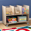 Bright Beginnings Double-Sided Mobile Storage Cart w/6 Clear Storage Bins