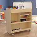 Bright Beginnings Mobile Storage Cart w/Top Storage Compartments & Cubbies