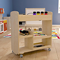 Bright Beginnings Double-Sided Mobile Storage Cart w/Storage Compartments & Shelves