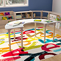 Bright Beginnings Preschool Ajustable Activity Table - Half Circle