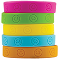 Happy Faces Silicone Wristbands - 10/Pkg