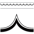 White with Black Scalloped Die-Cut Border Trim